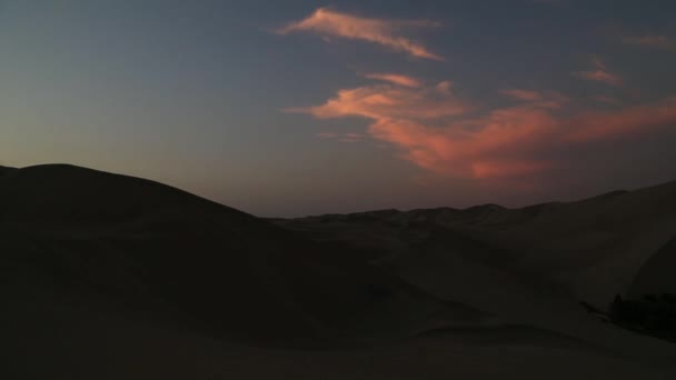 Wüste Bei Untergang Der Oase Huacachina Ica Peru — Stockvideo