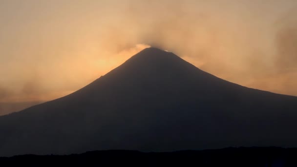 Popocatepetl Zonsondergang Storm Puebla Mexico — Stockvideo