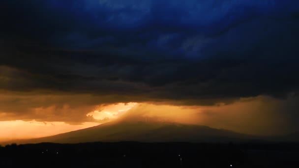 Popocatepetl Tramonto Tempesta Puebla Messico — Video Stock