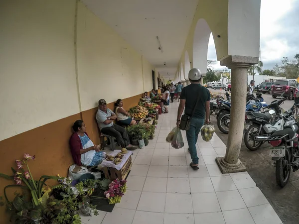 Valladolid, Yucat jalá en México - 11 de febrero de 2019: Mercado mexicano de frutas y verduras, en el mercado municipal de Valladolid se exhibe todo tipo de alimentos locales — Foto de Stock