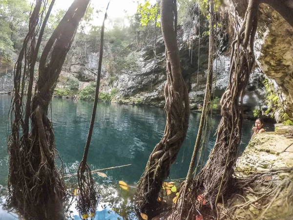 Panoramisch uitzicht op Turtle House cenotes Tulum in Yucatan, Mexico — Stockfoto