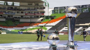 Leon, Guanajuato Meksika - 20 Haziran 2019: Estadio Leon, Nou Camp - Club Leon F.C. panoramik görünümü