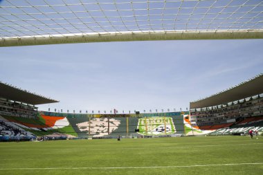 Leon, Guanajuato Meksika - 20 Haziran 2019: Estadio Len, Nou Camp - Club Len F.C. panoramik görünümü