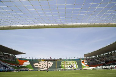 Leon, Guanajuato Meksika - 20 Haziran 2019: Estadio Len, Nou Camp - Club Len F.C. panoramik görünümü