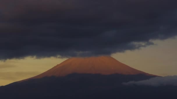 Вулкан Popocatepetl Активный Вулканический Свет Закате — стоковое видео