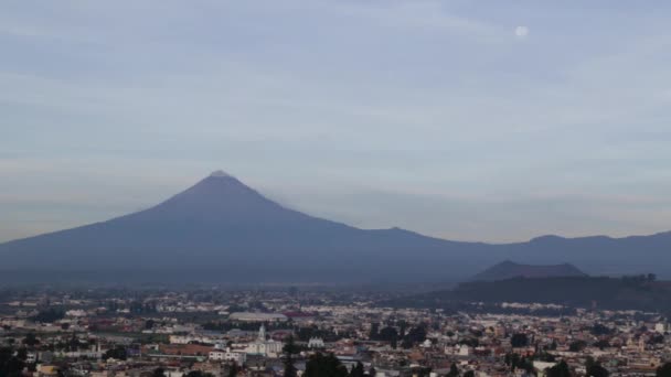 Vulkan Popocatepetl Aktives Vulkanlicht Bei Sonnenuntergang — Stockvideo