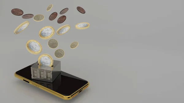 Smartphone Geld Overdracht Munten Besparingen Illustratie — Stockfoto