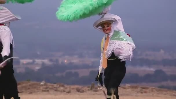 Шарро Мексиканский Танцор Традиционном Костюме Народные Танцы Карнавале Тласкала Мексика — стоковое видео