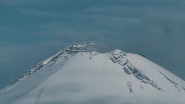 Volcán Popocatepetl Con Casquete Nieve Cerca Ciudad Puebla México — Vídeo de stock