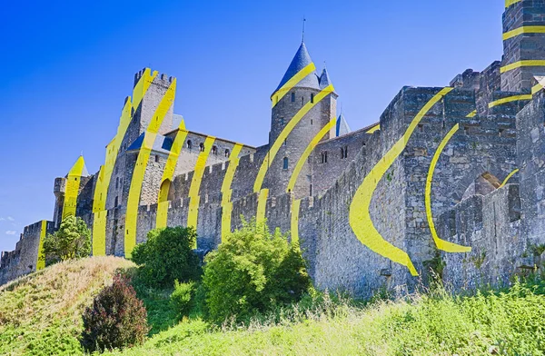 Chateau Comtal Fortaleza Carcassonne França — Fotografia de Stock