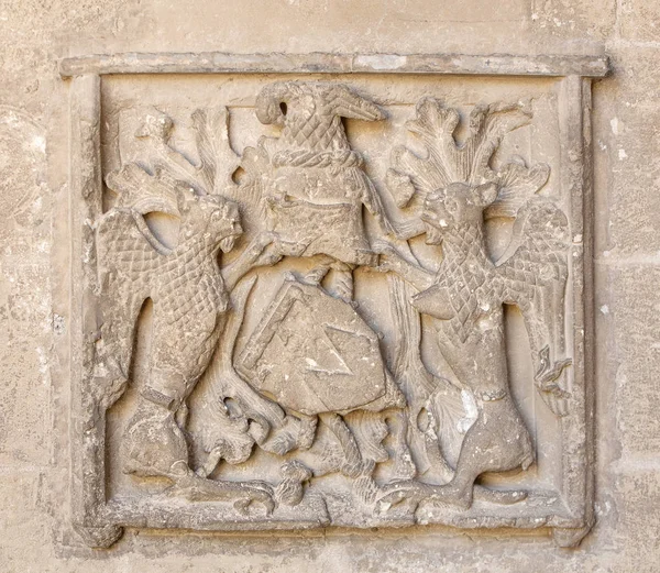 Altes Wappen Der Wand Der Kathedrale Von Beziers — Stockfoto