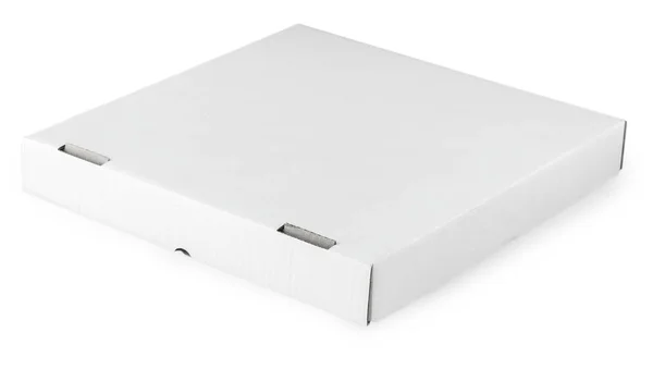 Close White Pizza Box Template White Background — Stock Photo, Image