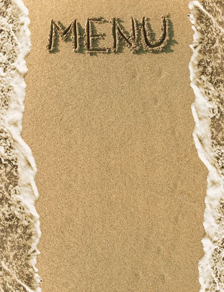 Άδειο Άμμο Φόντο Κείμενο Μενού — Φωτογραφία Αρχείου