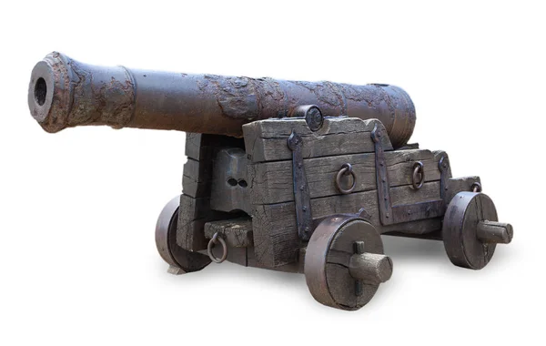 白い背景上に分離されて古代大砲 — ストック写真