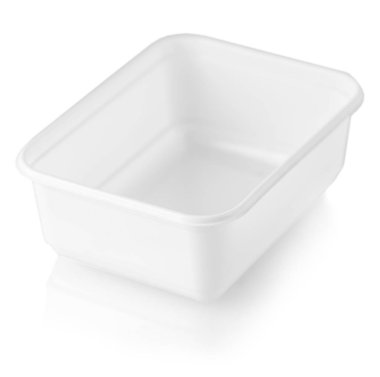 Beyaz arka plan üzerinde izole plastik gıda kutusu.