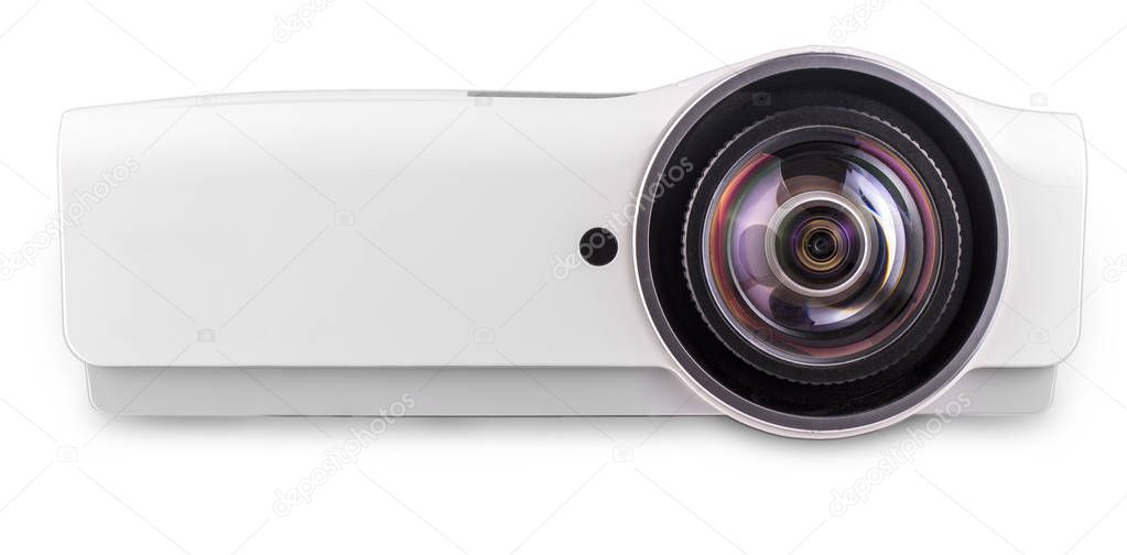 Multimedia Projector Isolated on White Background. 