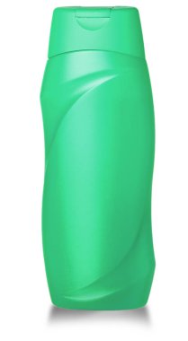 beyaz bir arka plan üzerinde oyulmuş yeşil şampuan