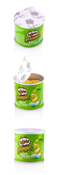 Chisinau Moldova January 2017 Set Pringles Potato Chips Sour Cream — Stock Photo, Image