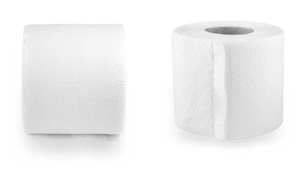 Set Einfache Rolle Toilettenpapier Auf Weißem Hintergrund — Stockfoto