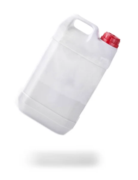 Білий Пластиковий Контейнер Червоною Шапочкою Білому Тлі — стокове фото