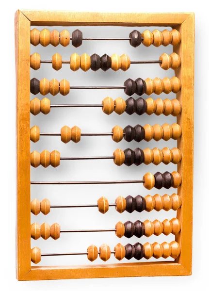 Gammal Trä Abacus Ristade Vit Bakgrund — Stockfoto