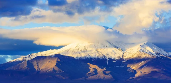 Avachinsky Kozelsky Volcanes Península Kamchatka Atardecer Otoño — Foto de Stock