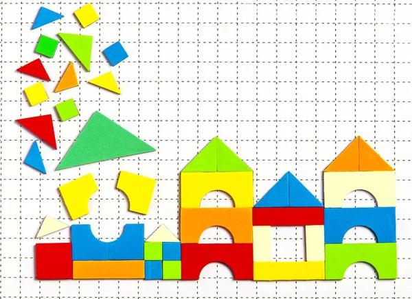 Креативні Різнокольорові Еко Іграшки Поняття Будинок Незакінченої Мозаїки — стокове фото