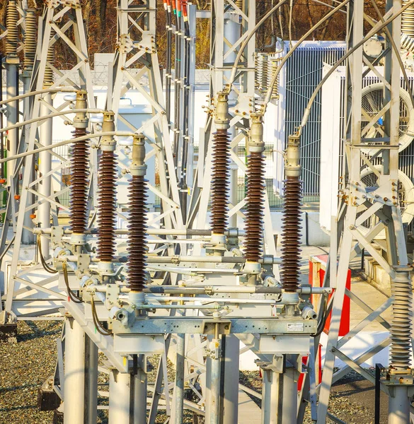 Subestación Del Transformador Potencia Alto Voltaje — Foto de Stock