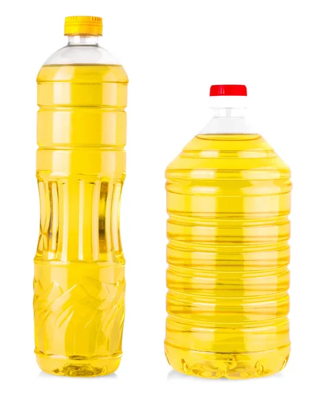 Las Botellas Aceite Girasol Aisladas Sobre Fondo Blanco —  Fotos de Stock