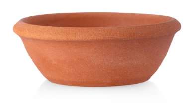 Clay plate isolated on a white background. Ceramic dishes