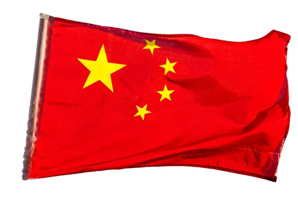 Bandeira Nacional Chinesa Sobre Fundo Branco — Fotografia de Stock