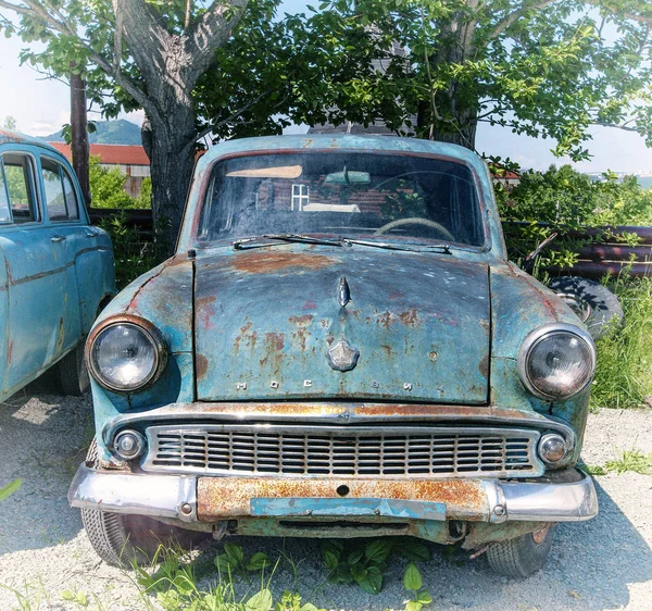 Kamtsjatka Rusland 2018 Oude Auto Tentoonstelling Van Oldtimers Moskvitsj Moskwitsch — Stockfoto