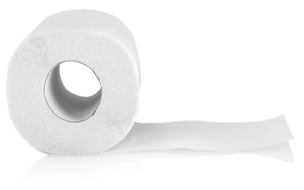 De rol van toiletpapier of weefsel geïsoleerd op wit — Stockfoto