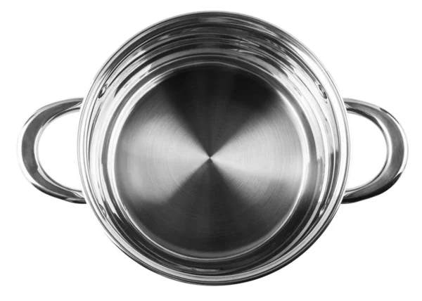 カバーなしのステンレス鋼の鍋。白いバックグロで隔離 — ストック写真