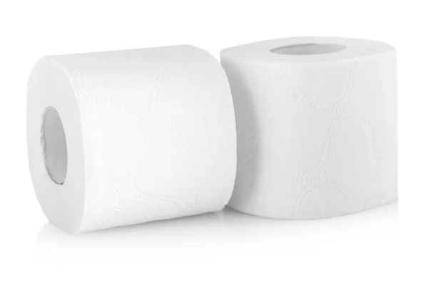 The two rolles of toilet paper or tissue isolated on white — Stock Photo, Image