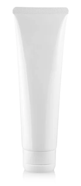 El tubo de crema femenina sobre fondo blanco —  Fotos de Stock