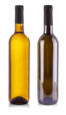 Beyaz şarap şişesi beyaz arka plan üzerinde izole