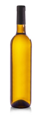 Beyaz şarap şişesi beyaz arka plan üzerinde izole