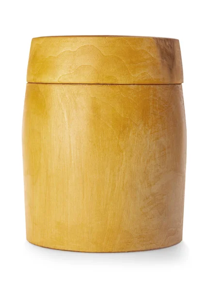 Drewniana miska z pokrywką na białym tle — Zdjęcie stockowe
