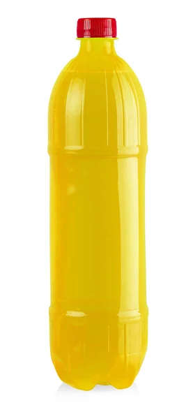 The  yellow plastic bottle with red cap isolated  on white backg — Stock Photo, Image