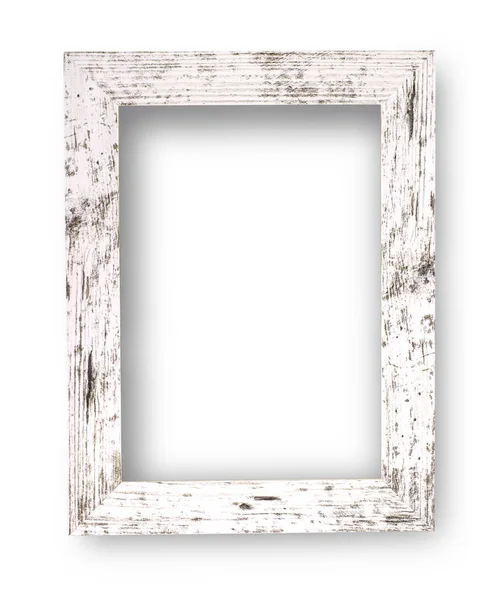 The white wooden frame isolated on white with clipping path — Stock Photo, Image