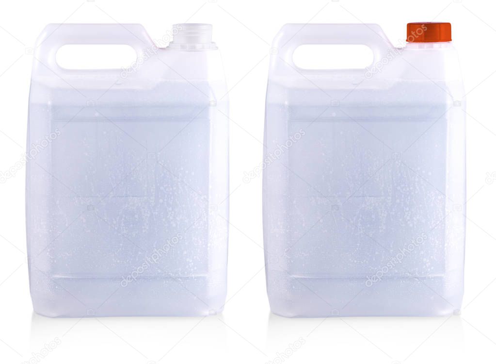 The white plastic canister  isoalted on white background