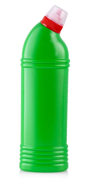 Die grüne Plastikflasche mit Haushaltsreinigungsprodukten isolat — Stockfoto