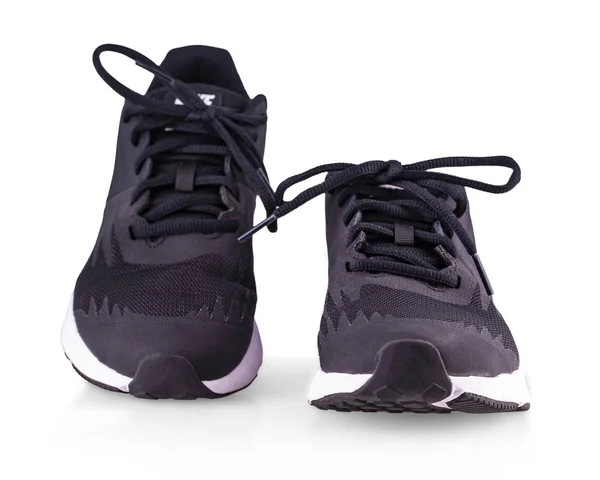 Τα μαύρα αθλητικά παπούτσια τρέξιμο απομονώνονται σε λευκό φόντο — Φωτογραφία Αρχείου