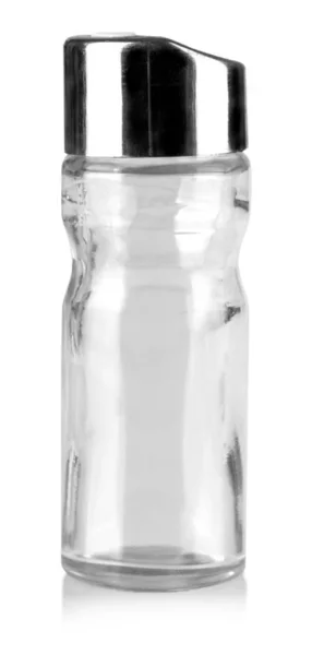 A garrafa de vidro do armazenamento de pimentão de sino no branco — Fotografia de Stock