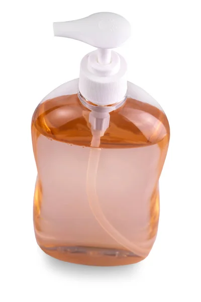 Le récipient liquide pour gel, lotion, crème, shampooing, bain de bouteille en plastique cosmétique rouge — Photo