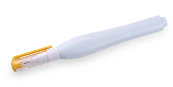 Le correcteur de stylo jaune sur fond blanc — Photo