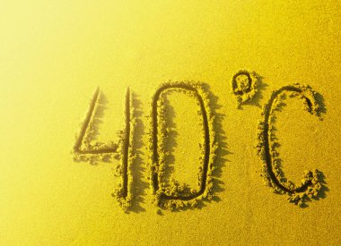 inscription in forty-degree heat on the hot sand on the beach clipart