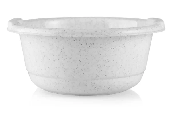 흰색 배경에 고립 된 흰색 플라스틱 그릇. — 스톡 사진