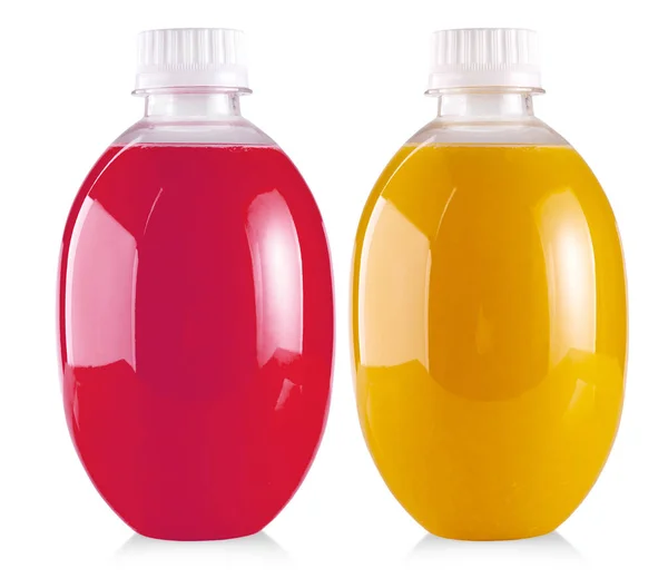 A garrafa de plástico de suco isolado no fundo branco — Fotografia de Stock